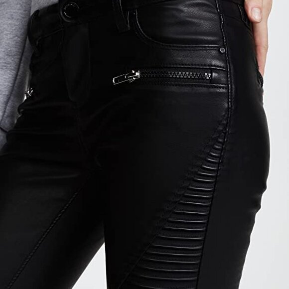 NEW BLANK NYC VEGAN LEATHER MOTO JEANS IN DADDY SODA - Picture 6 of 10